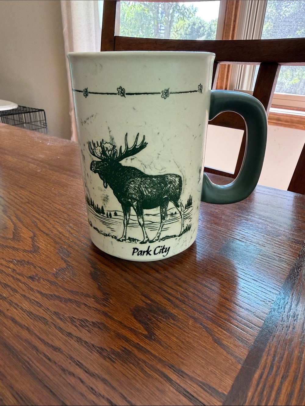 Moose Stoneware Travel Mug - Green Handle